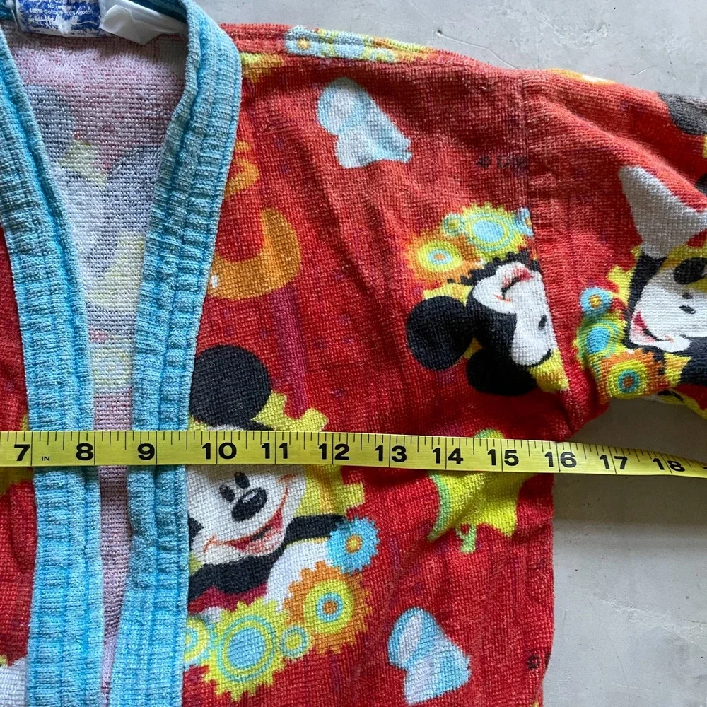 Vintage 80s 90s Disney‎ Mickey Mouse Kids Robe Beach Coverup M/L Orange Blue